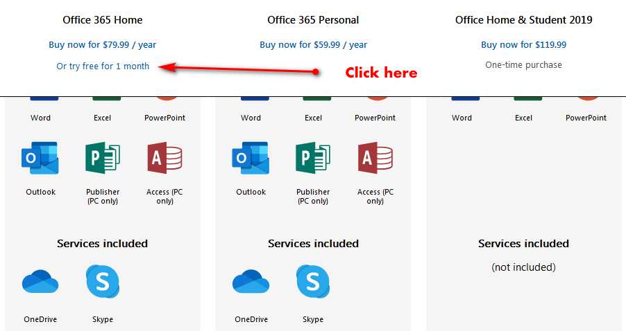 microsoft office word free trail