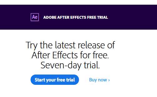 Adobe after effects free trial