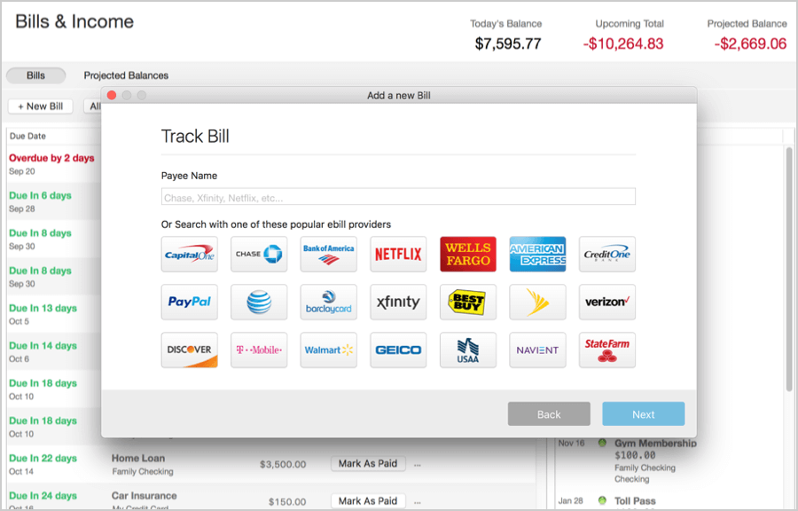 Quicken dashboard