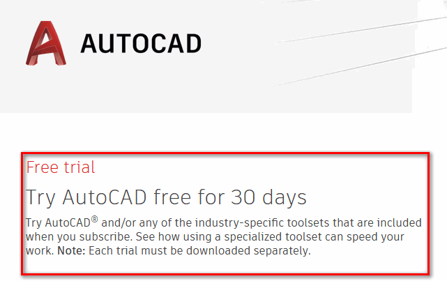Autocad free trial
