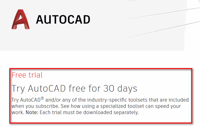 autocad free trial for mac