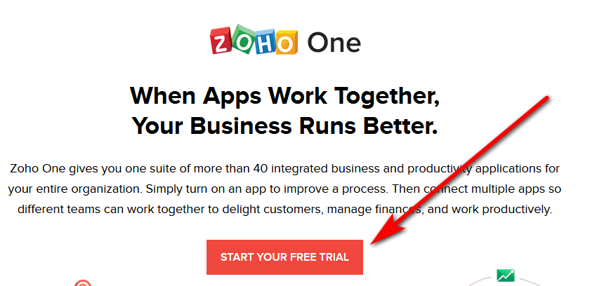 sign up to Zoho CRM trial