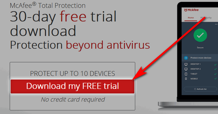 Download McAfee free trial