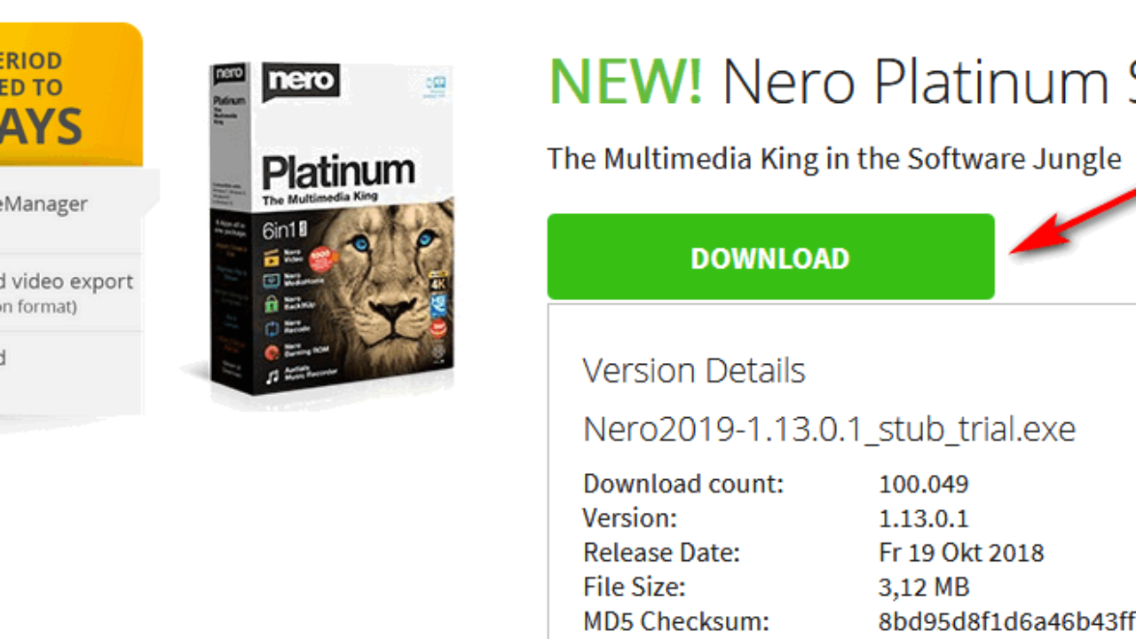 nero 8 trial version download