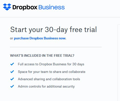 Dropbox free trial 