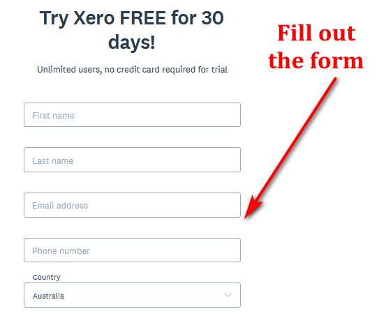 Sign up for Xero free trial
