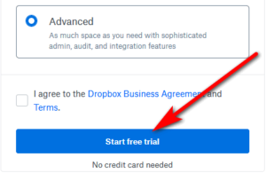 free dropbox account size