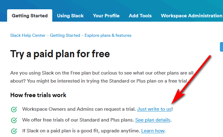 Slack free trial