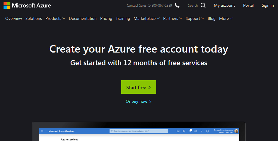 Microsoft Azure free trial